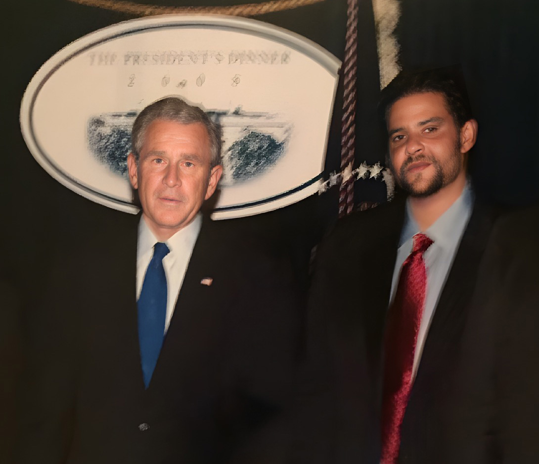 Dylan Jovine with former President George W. Bush Jr.